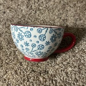 WORLD MARKET| hand painted floral and bunny mug